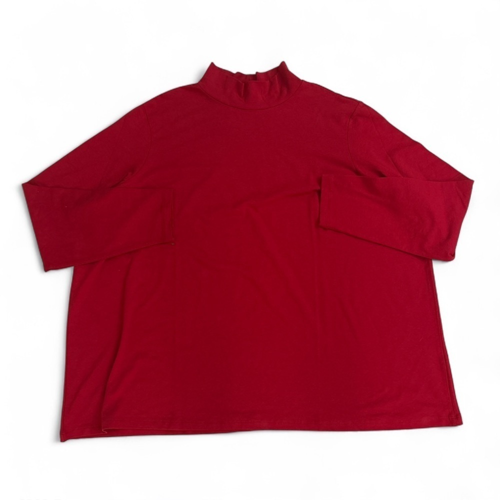 Avon Red Mock Turtle Neck Long Sleeve Top Blouse Shirt Size 3X  Classic
